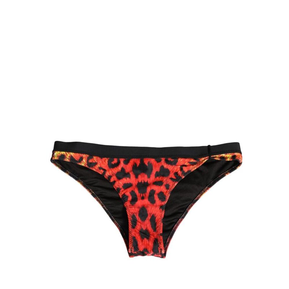 Pyrex Black Top Orange Leopard Print Bottom 2 Piece Women's Swimwear - Picture 4 of 5